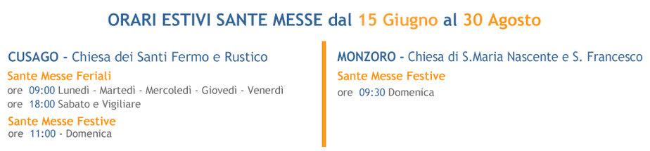 Sante Messe Estive Sante Messe Estive